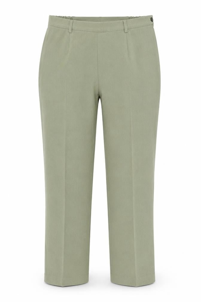Essentials Womens Green Polyester Trousers Size 16 Regular Button