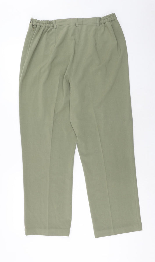 Essential Womens Green Polyester Trousers Size 16 Regular Button