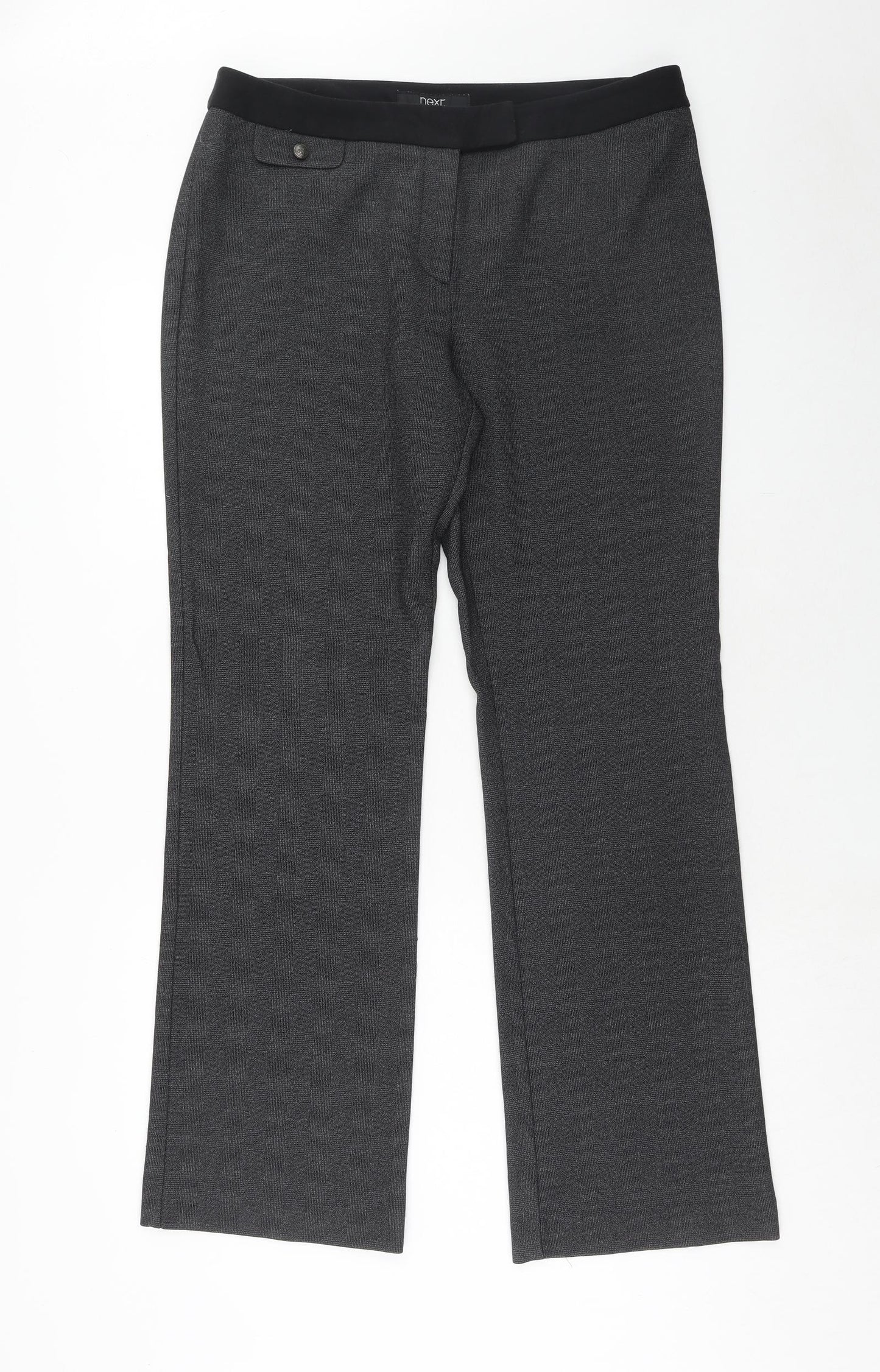NEXT Womens Grey Plaid Polyester Trousers Size 38 in Regular Hook & Eye