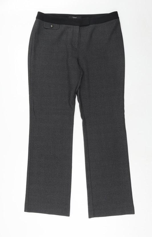 NEXT Womens Grey Plaid Polyester Trousers Size 38 in Regular Hook & Eye