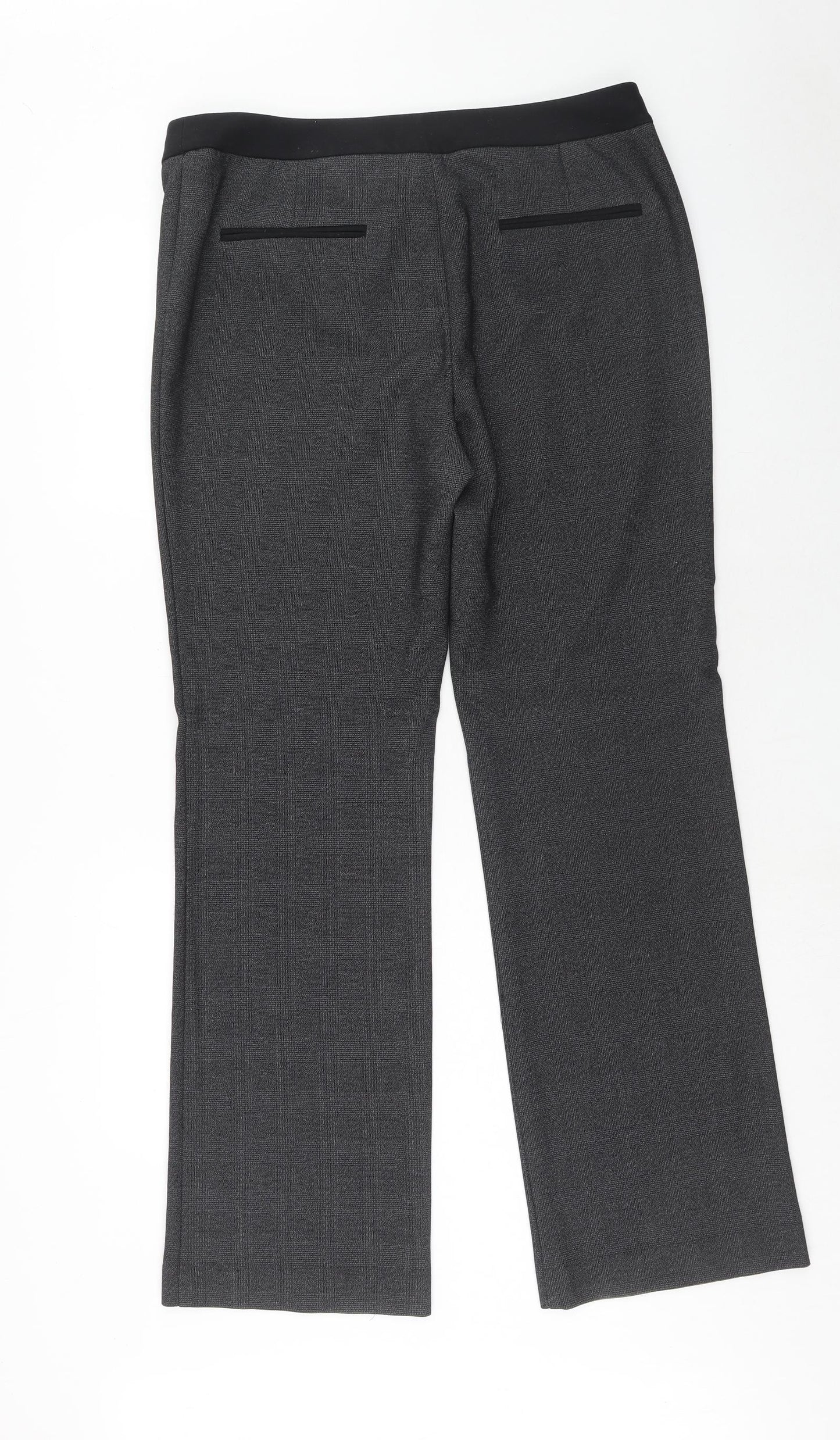 NEXT Womens Grey Plaid Polyester Trousers Size 38 in Regular Hook & Eye