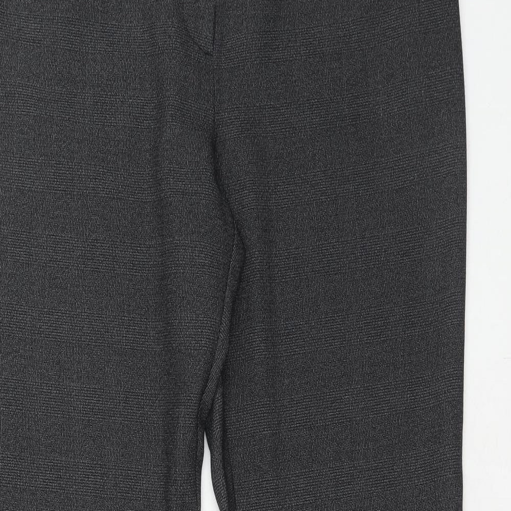 NEXT Womens Grey Plaid Polyester Trousers Size 38 in Regular Hook & Eye