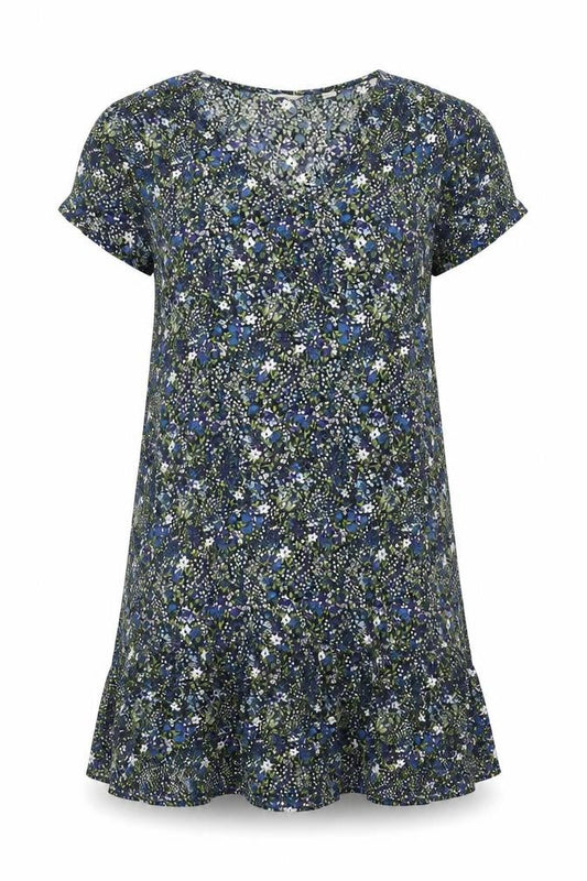 Jack Wills Womens Blue Geometric Viscose A-Line Size 8 V-Neck Pullover