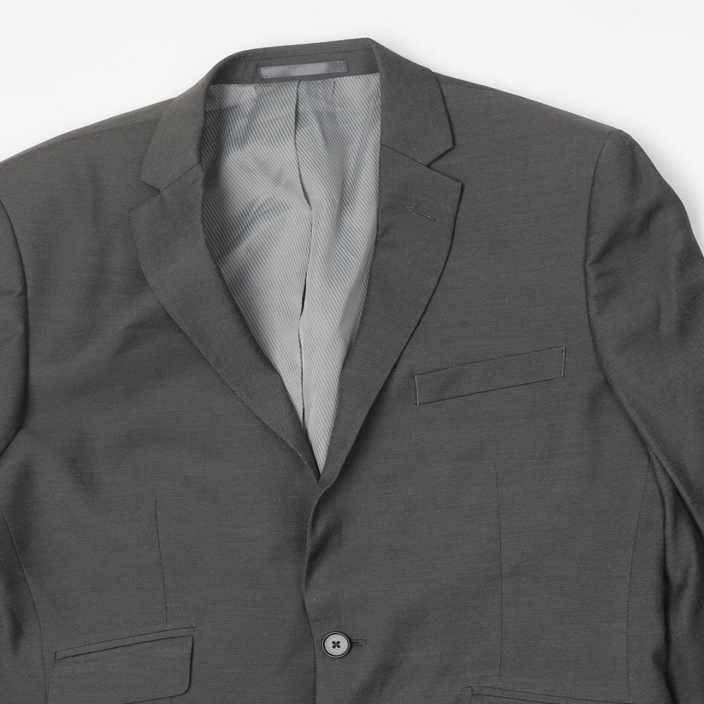 F&F Mens Grey Polyester Jacket Suit Jacket Size 40 Regular