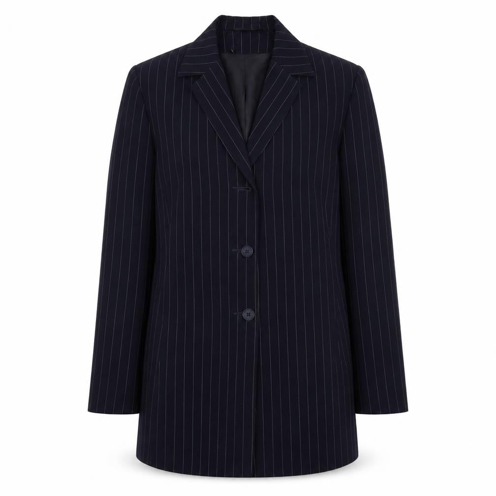 Dunnes Womens Blue Pinstripe Polyester Jacket Blazer Size 12