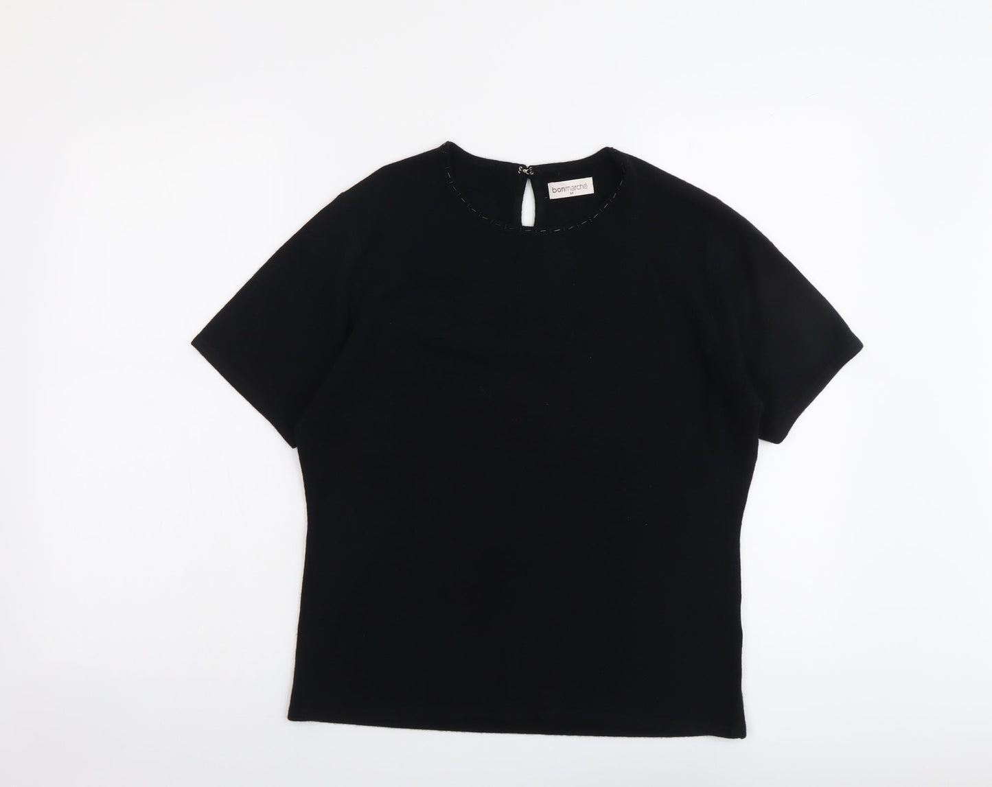 Bonmarché Womens Black Round Neck Acrylic Pullover Jumper Size M