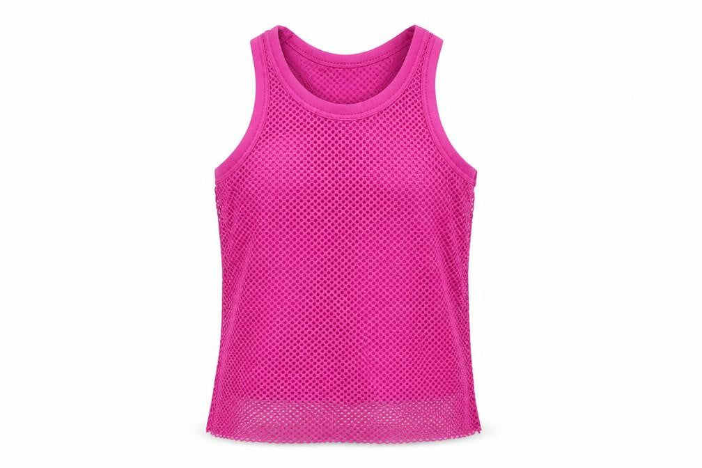 Young Dimension Girls Pink Polyester Basic Tank Size 7-8 Years Round Neck Pullover