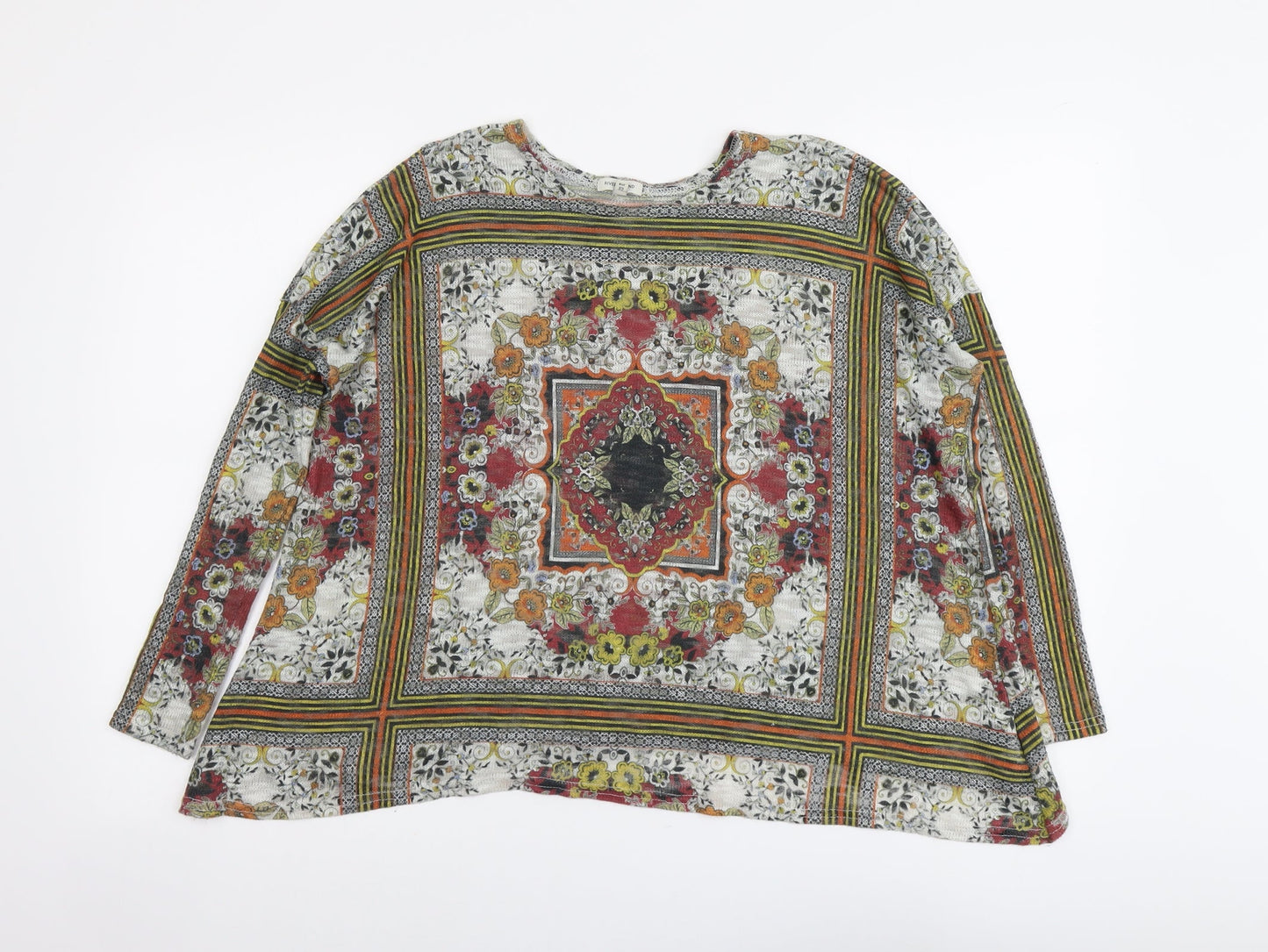 River Island Womens Multicoloured Geometric Polyester Basic Blouse Size 6 Round Neck