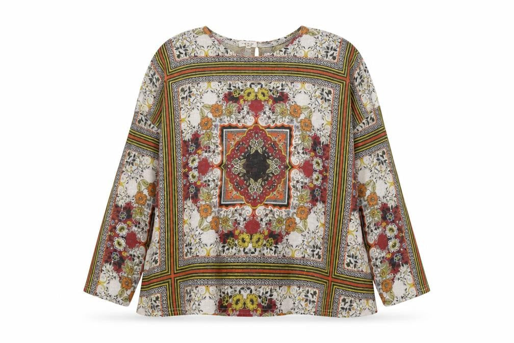 River Island Womens Multicoloured Geometric Polyester Basic Blouse Size 6 Round Neck