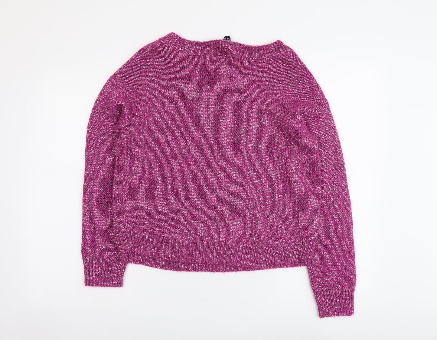 H&M Womens Purple Round Neck Acrylic Pullover Jumper Size 10