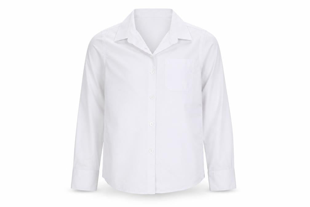 Marks and Spencer Boys White Cotton Basic Button-Up Size 7-8 Years Collared Button