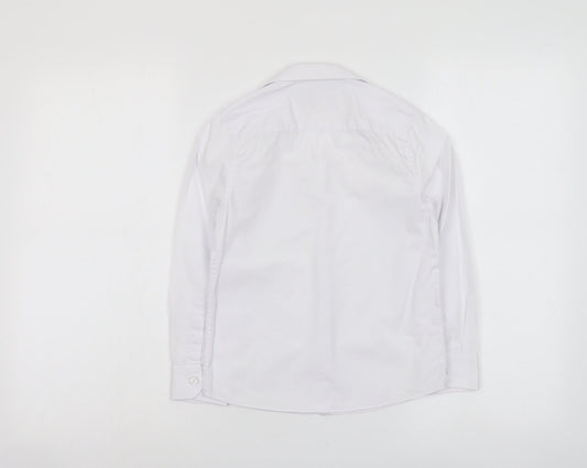 Marks and Spencer Boys White Cotton Basic Button-Up Size 7-8 Years Collared Button