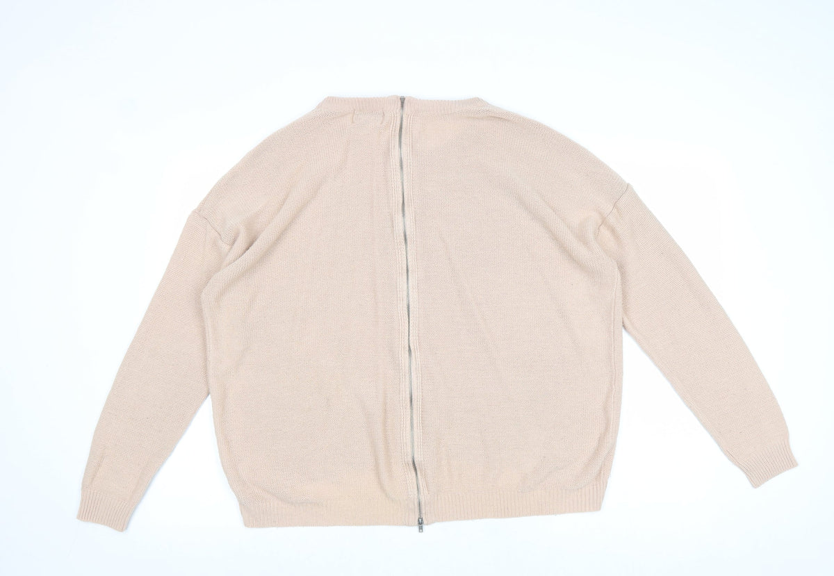 Papaya Womens Pink Boat Neck Acrylic Pullover Jumper Size L