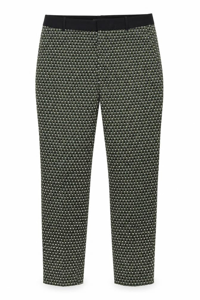 Zara Womens Black Geometric Cotton Trousers Size M Regular Zip