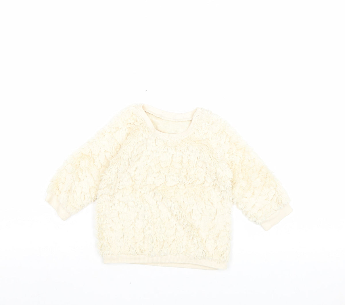 Matalan Girls Beige Polyester Pullover Jumper Size 9-12 Months Button - Faux Fur