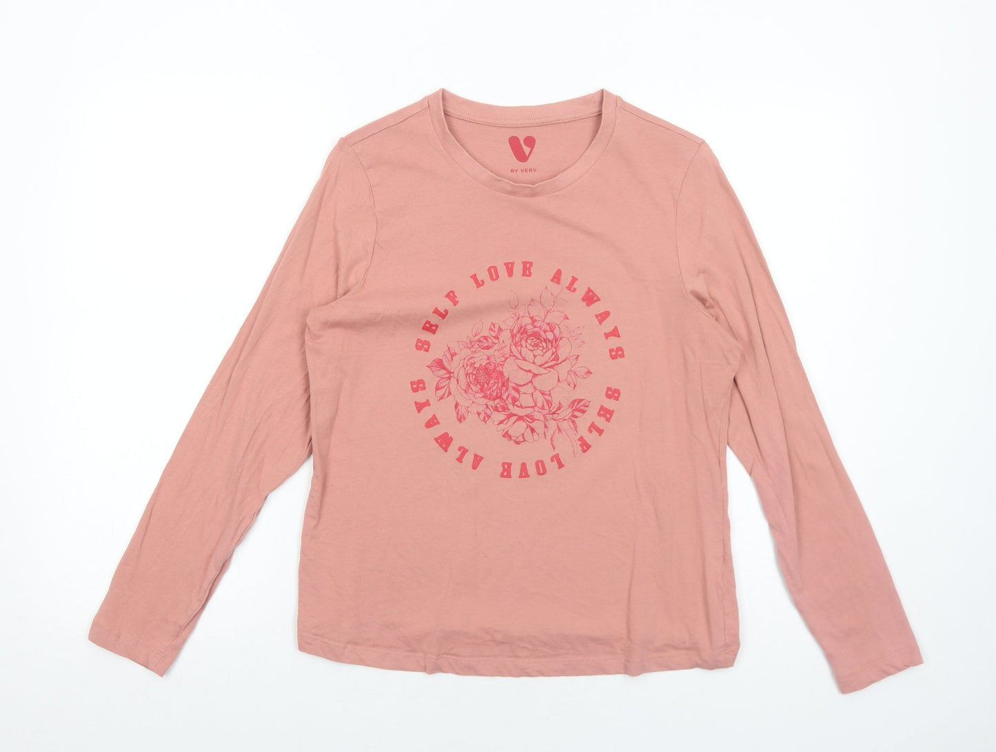 Very Womens Pink Viscose Basic T-Shirt Size 12 Round Neck - Self Love Always