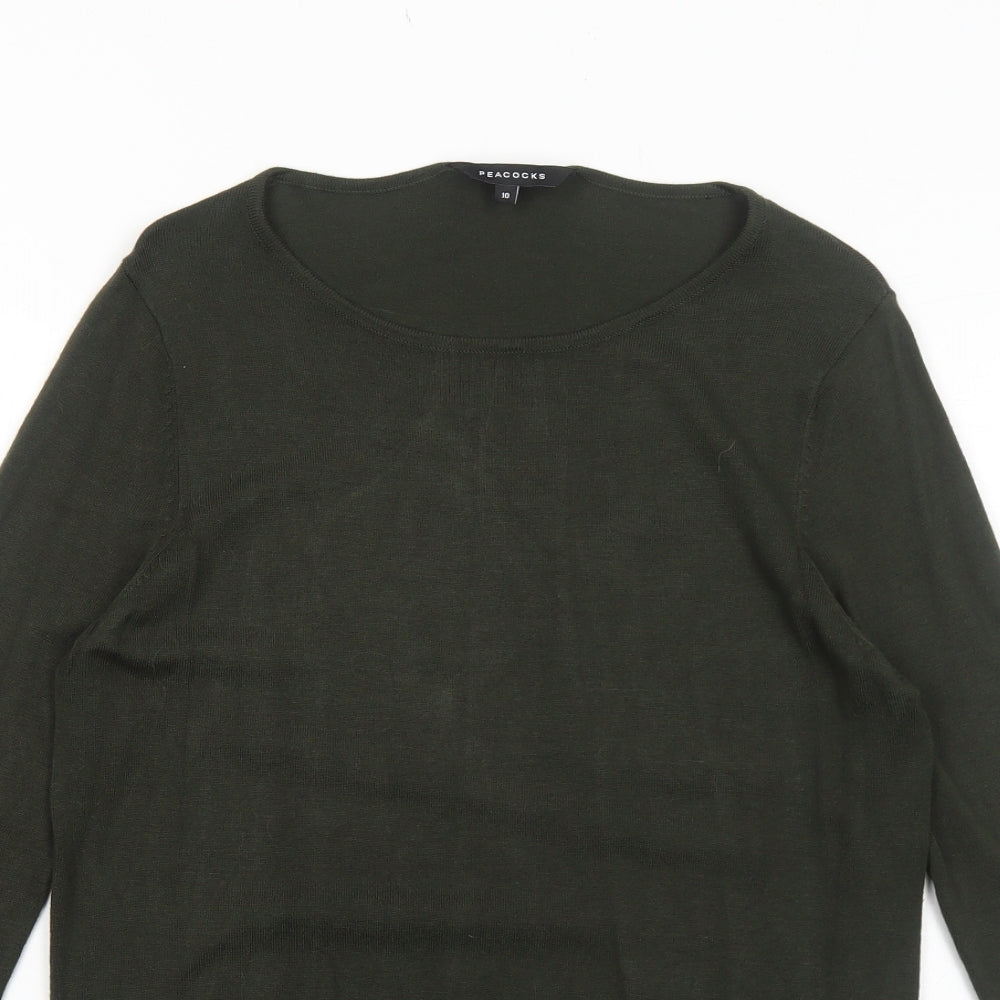 Peacocks Womens Green Round Neck Acrylic Pullover Jumper Size 10