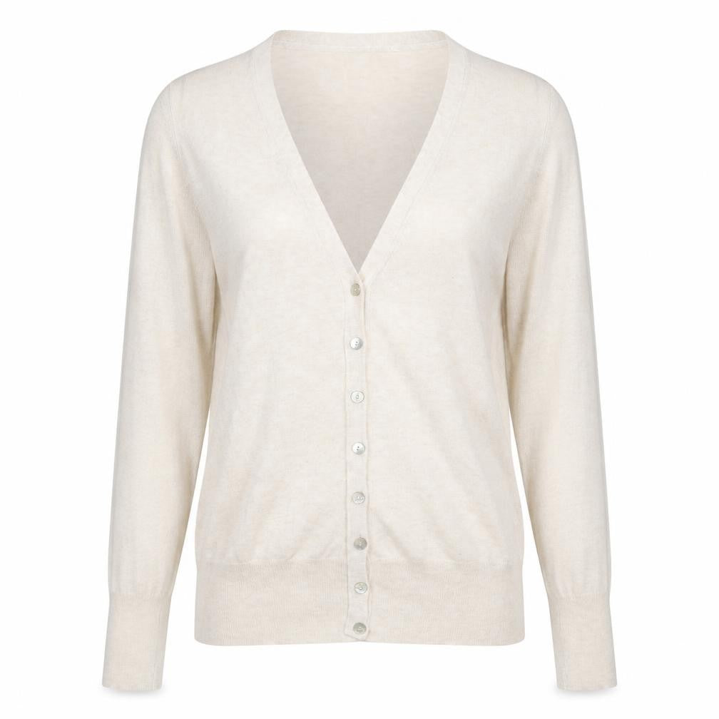 Yessica Womens Beige V-Neck Viscose Cardigan Jumper Size L