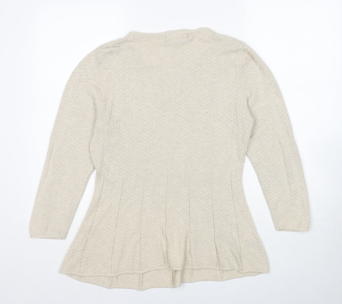 NEXT Womens Beige Round Neck Cotton Pullover Jumper Size 14