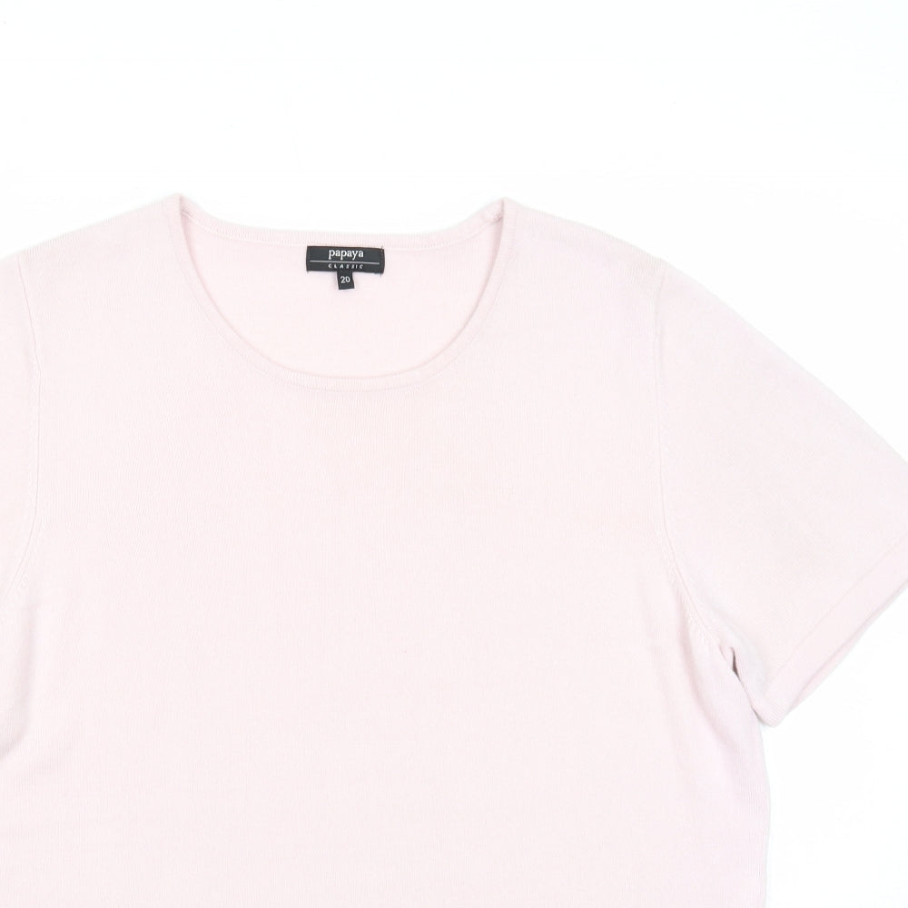 Papaya Womens Pink Round Neck Acrylic Pullover Jumper Size 20