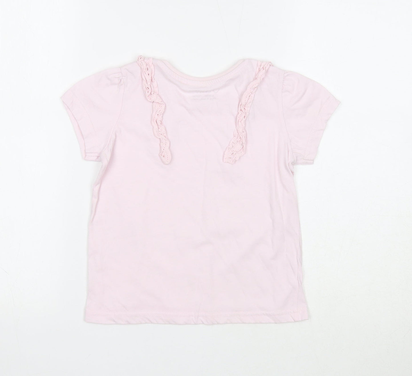 Primark Girls Pink Cotton Basic T-Shirt Size 6-7 Years Round Neck Pullover