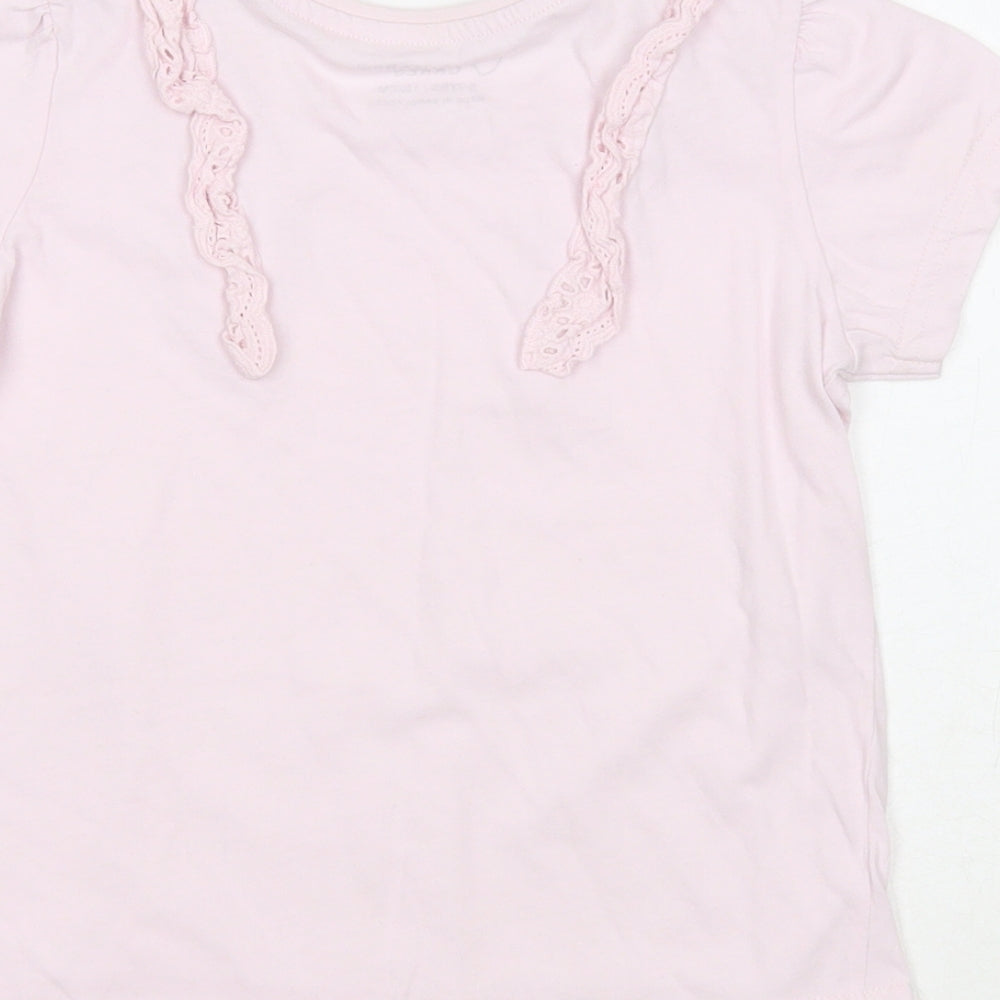 Primark Girls Pink Cotton Basic T-Shirt Size 6-7 Years Round Neck Pullover