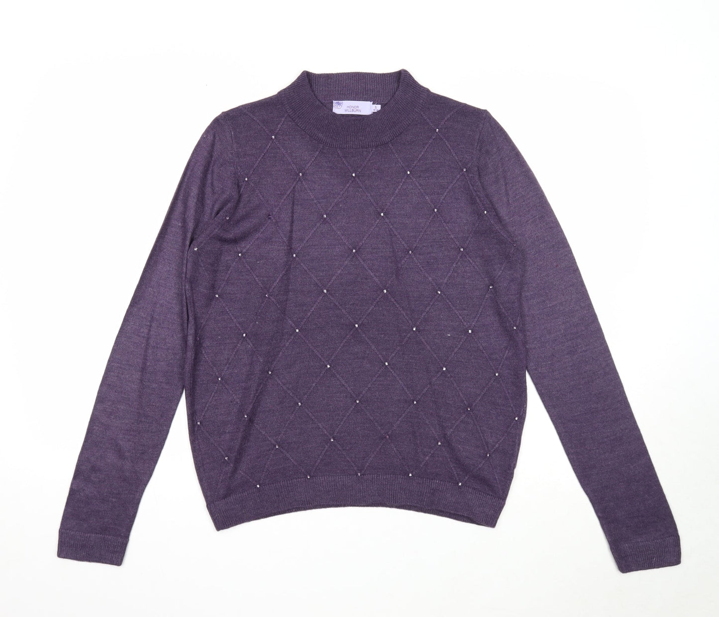 EWM Womens Purple Mock Neck Acrylic Pullover Jumper Size 10