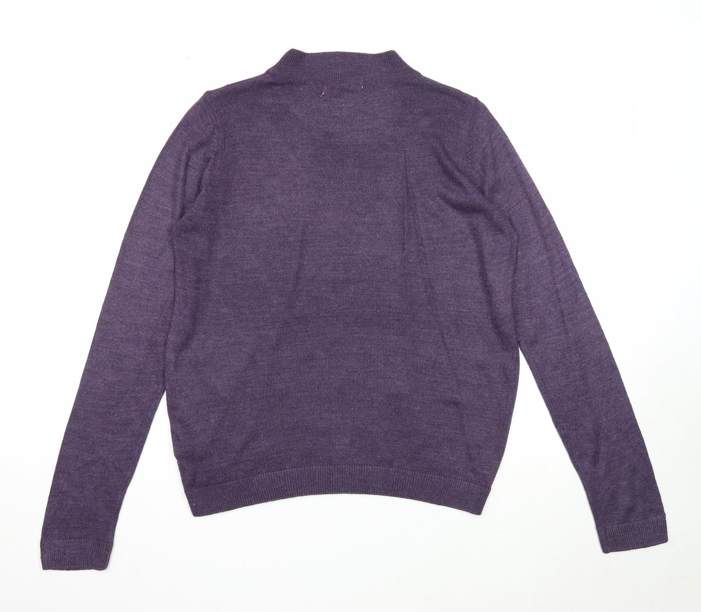 EWM Womens Purple Mock Neck Acrylic Pullover Jumper Size 10