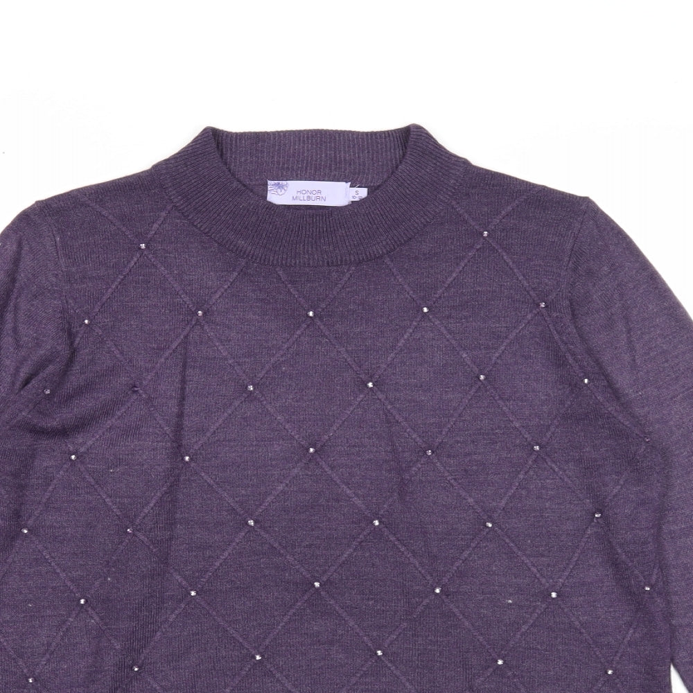 EWM Womens Purple Mock Neck Acrylic Pullover Jumper Size 10