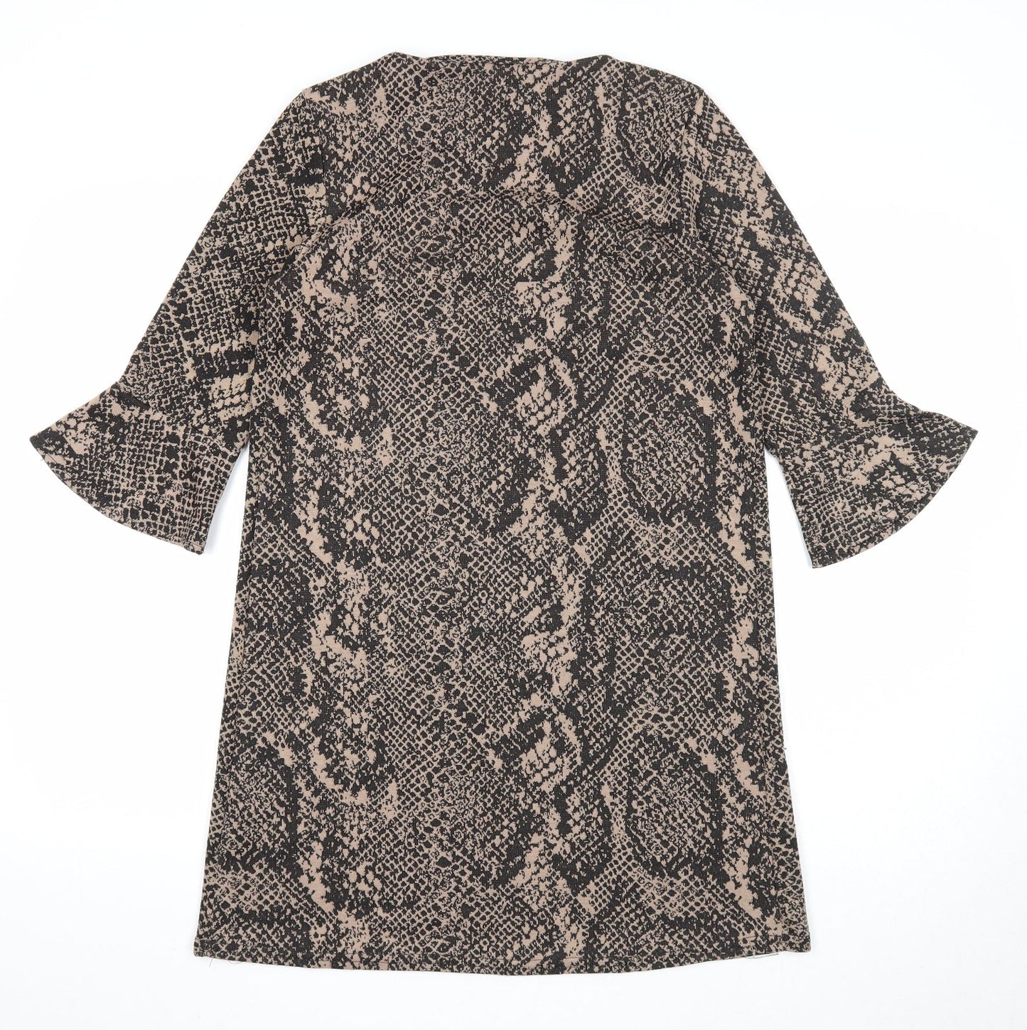 Primark Womens Beige Geometric Polyester A-Line Size 10 Round Neck Pullover - Snake Print