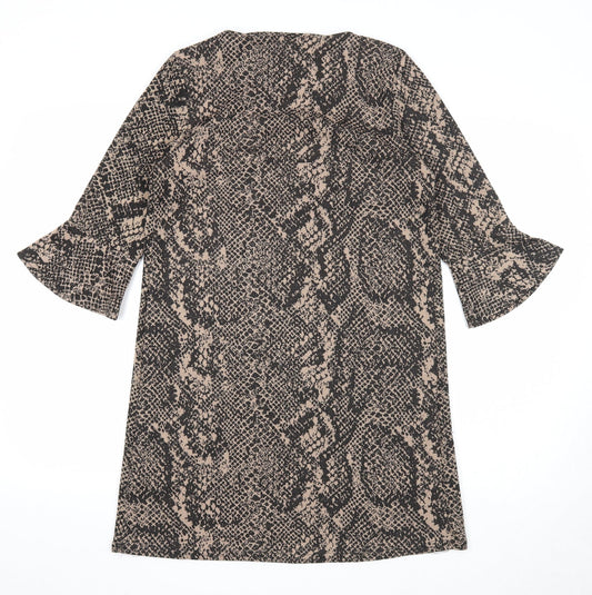 Primark Womens Beige Geometric Polyester A-Line Size 10 Round Neck Pullover - Snake Print