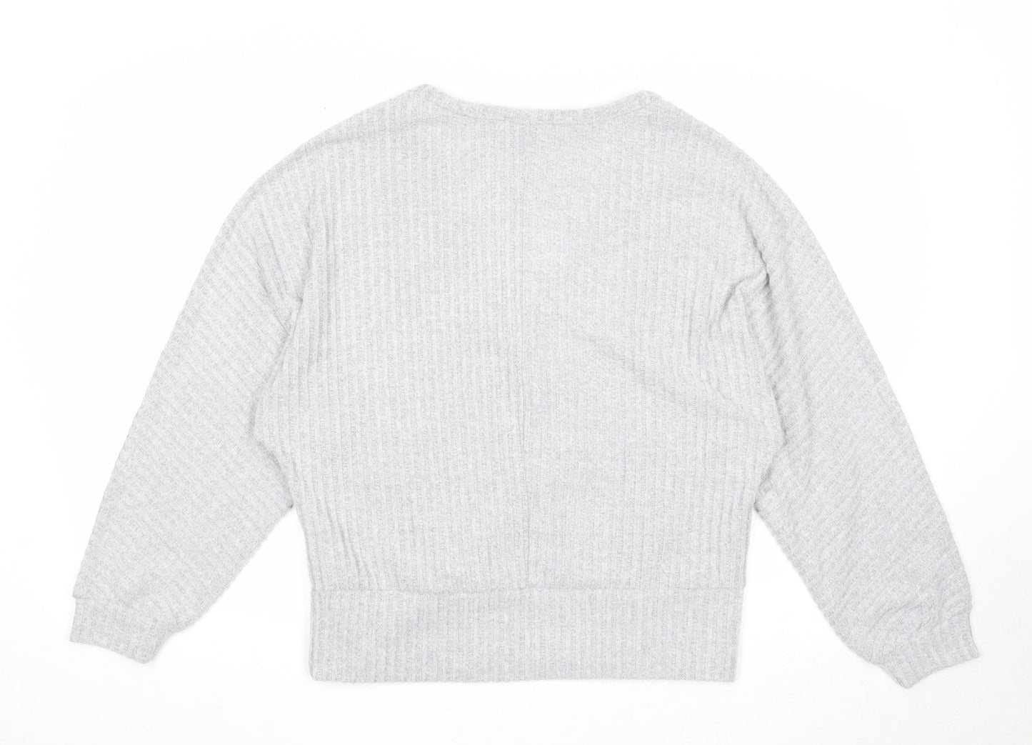 New Look Womens Grey V-Neck Polyester Pullover Jumper Size L