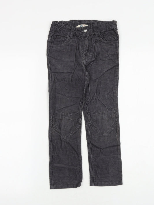 H&M Girls Grey 100% Cotton Carrot Trousers Size 5-6 Years Regular Zip
