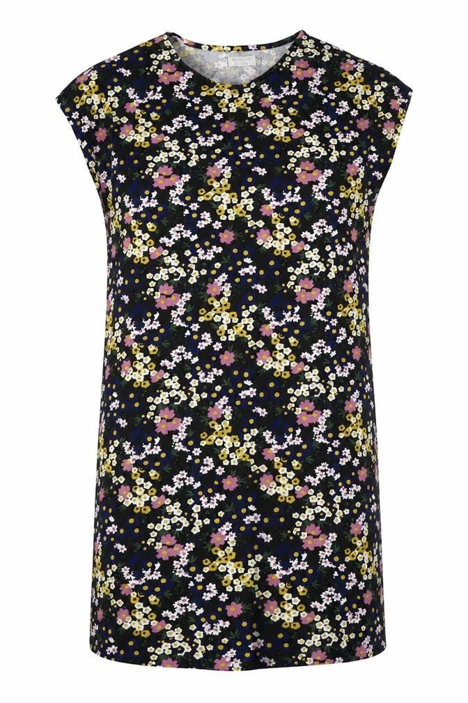 JD Williams Womens Brown Floral Viscose T-Shirt Dress Size 12 Round Neck Pullover
