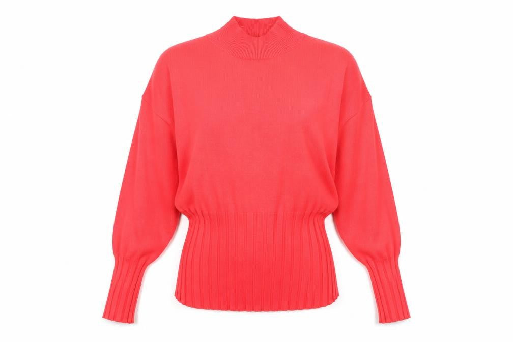 Marks and Spencer Womens Red Mock Neck Viscose Pullover Jumper Size 14