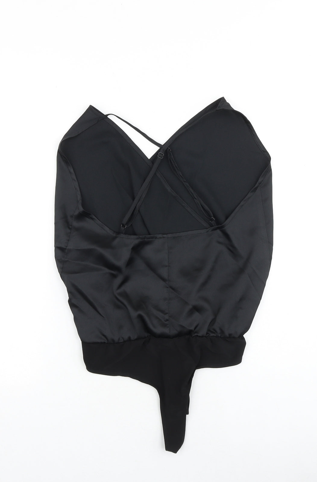 ASOS Womens Black Polyester Bodysuit One-Piece Size 10 Snap - Wrap Front Detail