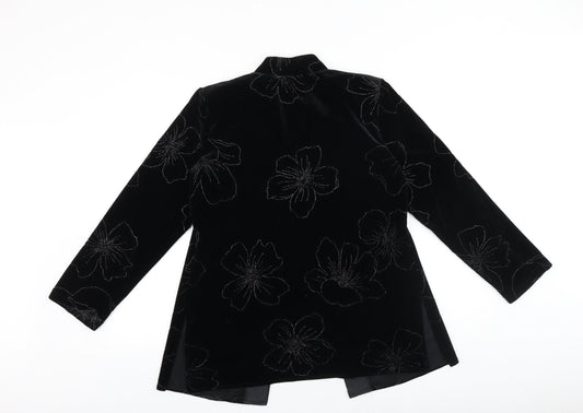 Scott&Taylor Womens Black Geometric Jacket Blazer Size 14 Button - Flower