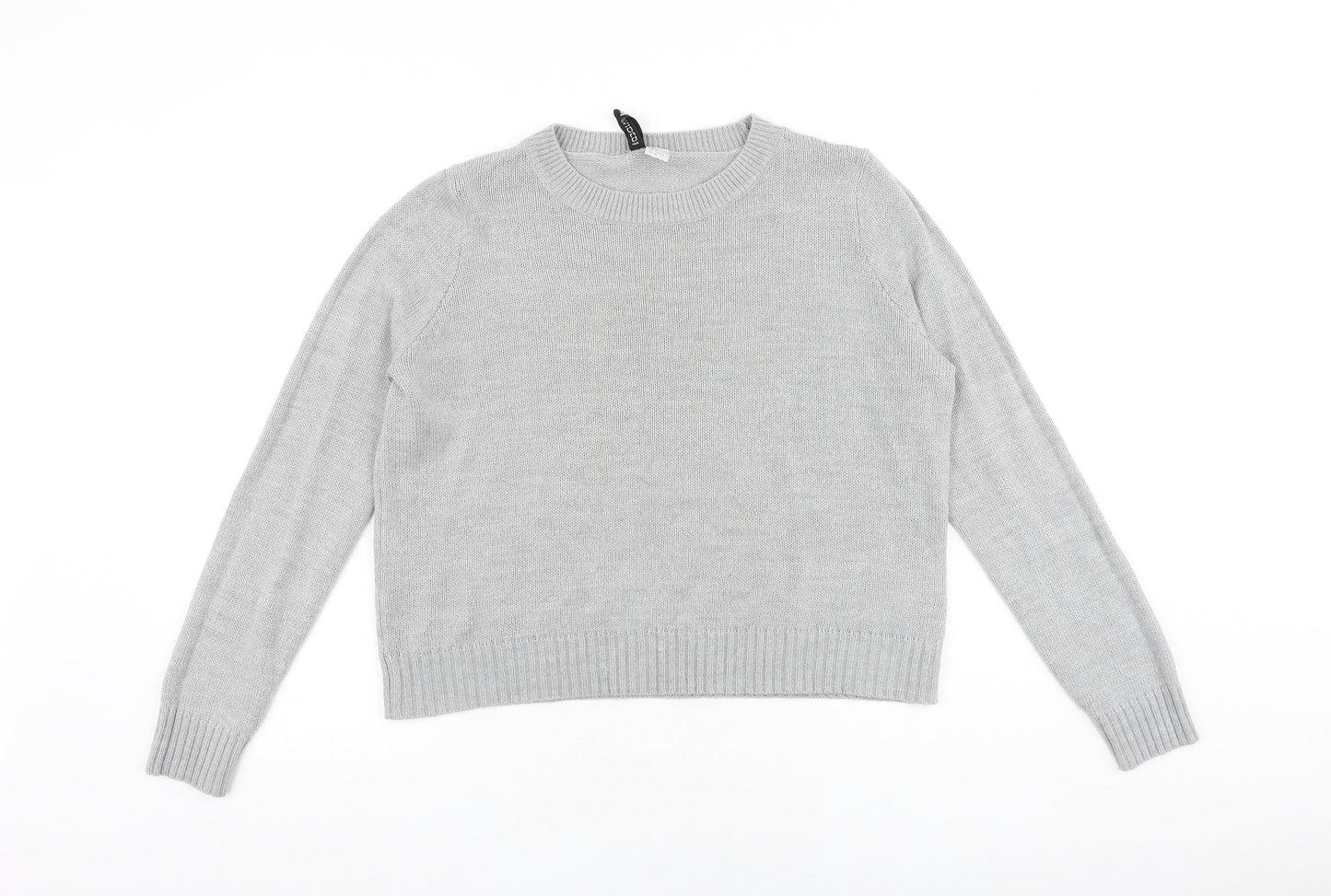 H&M Womens Grey Round Neck Acrylic Pullover Jumper Size M
