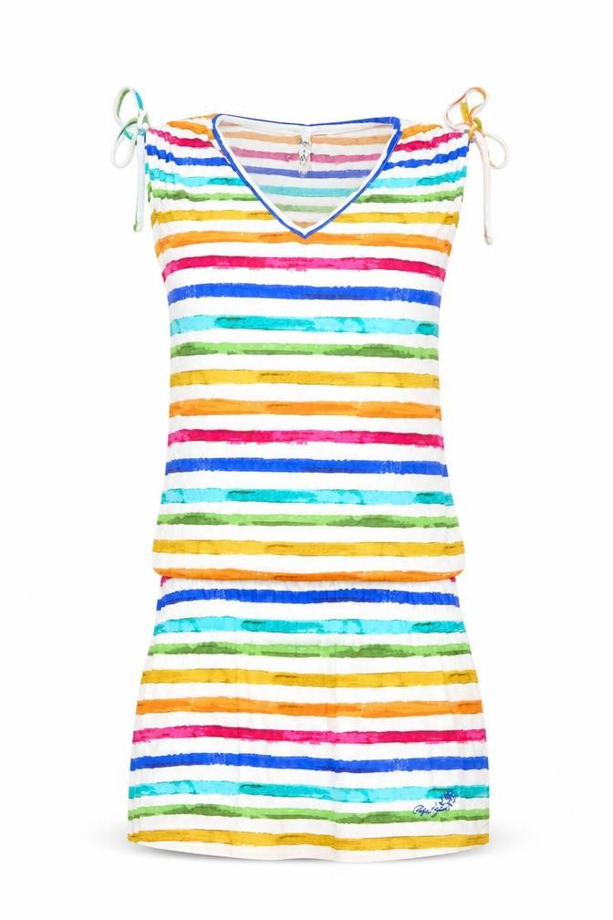 Pepe Jeans London Womens Multicoloured Striped Viscose Tank Dress Size XS V-Neck Pullover