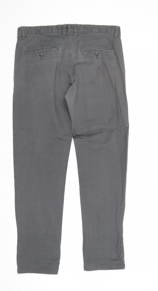 Denim & Co. Mens Grey Cotton Straight Jeans Size 32 in Slim Buckle