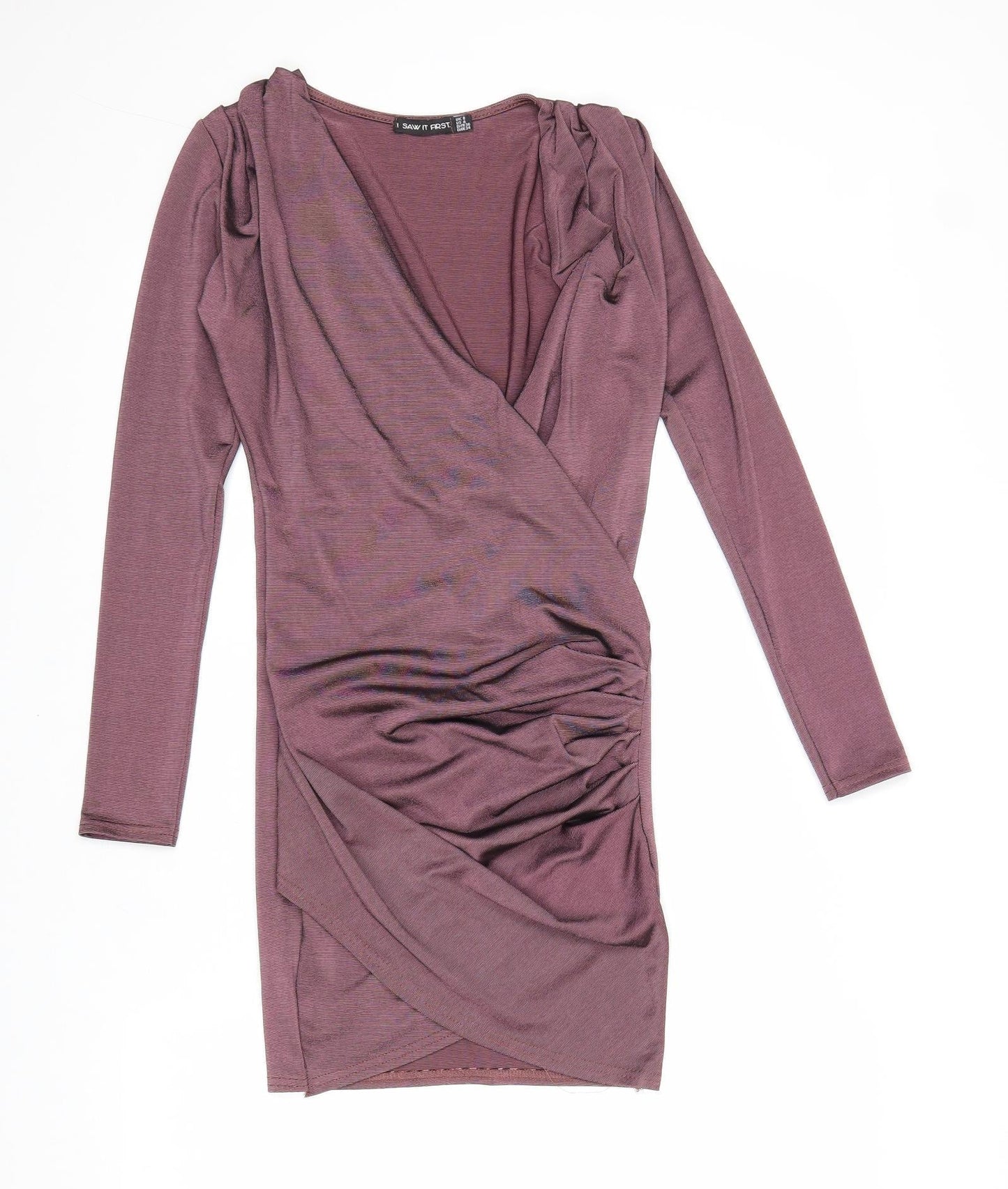 I SAW IT FIRST Womens Purple Polyester Pencil Dress Size 8 V-Neck Pullover