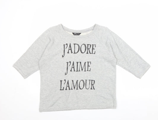Internacionale Womens Grey Polyester Pullover Sweatshirt Size 12 Pullover - J'Adore J'Aime L'Amour