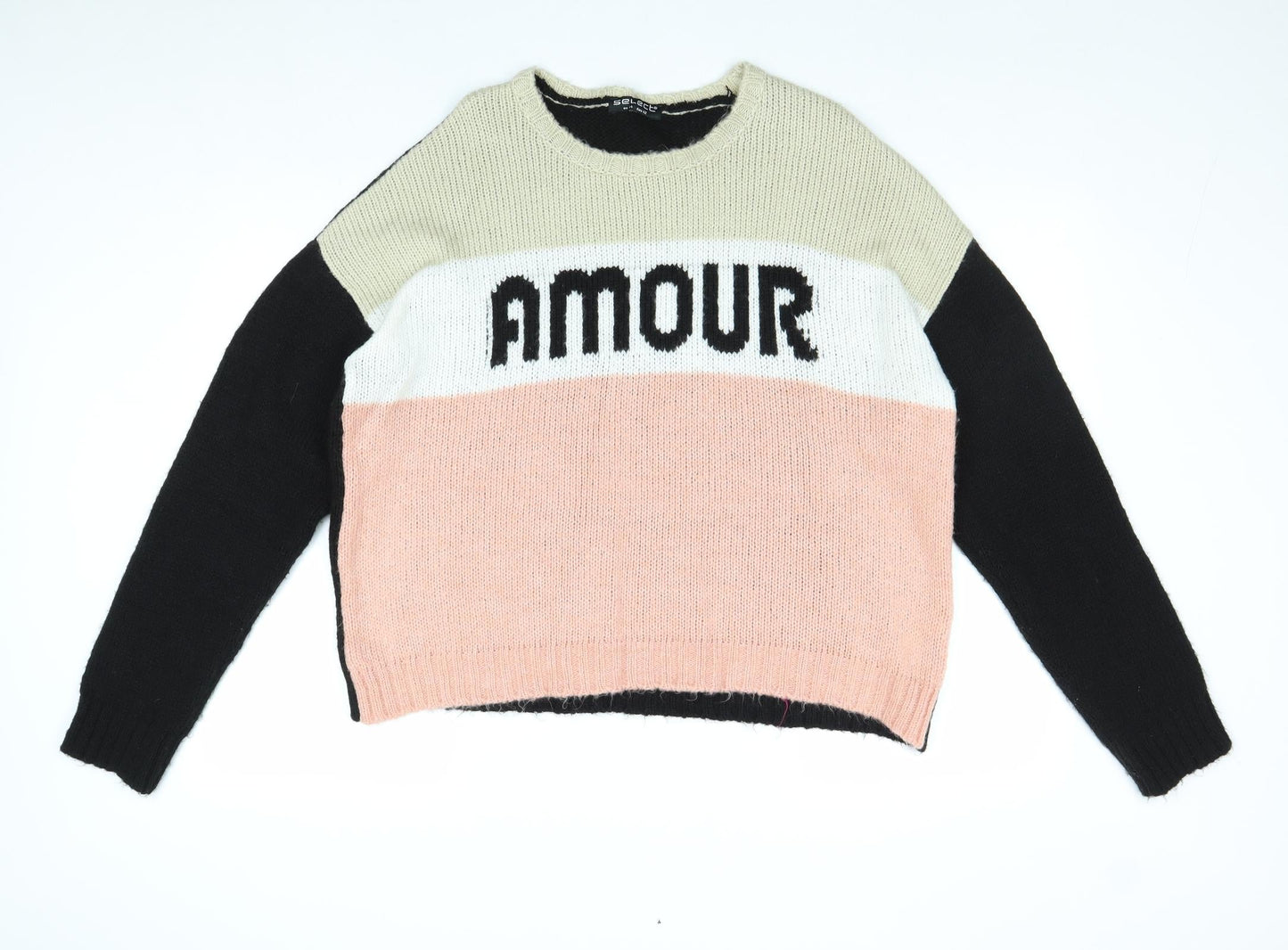 Select Womens Multicoloured Boat Neck Acrylic Pullover Jumper Size 14 - Amour