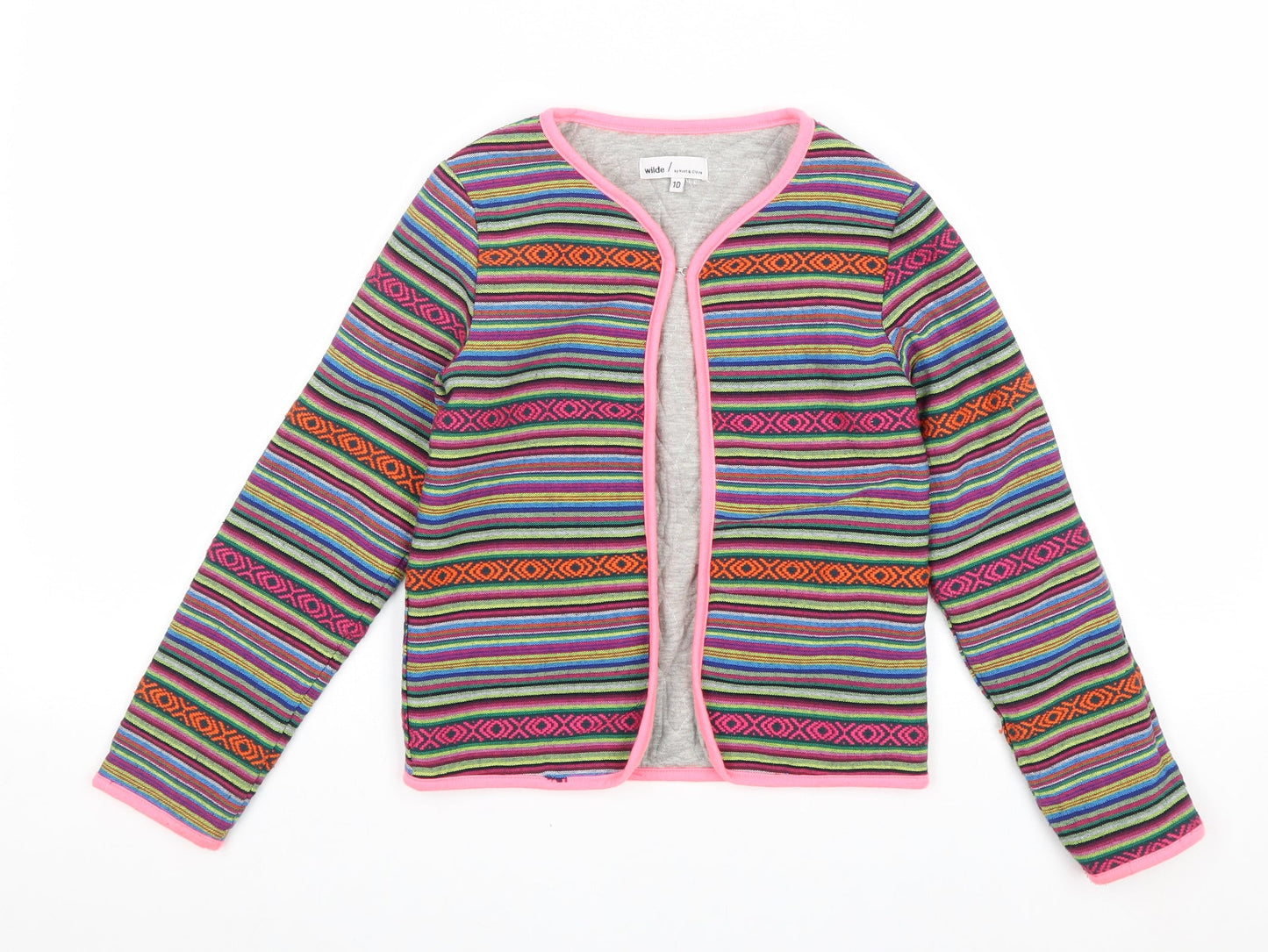 WILDE Girls Multicoloured Geometric Jacket Size 10 Years Hook & Eye