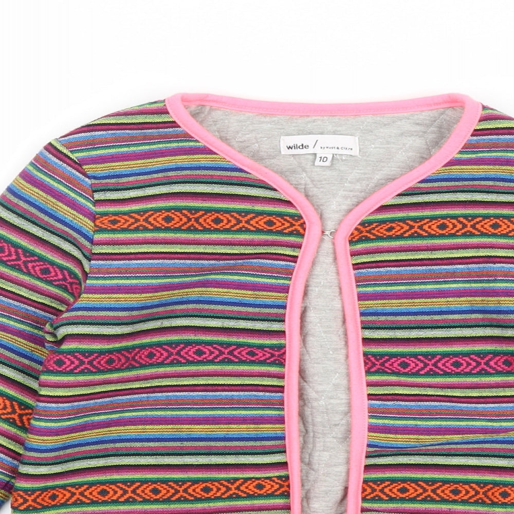 WILDE Girls Multicoloured Geometric Jacket Size 10 Years Hook & Eye