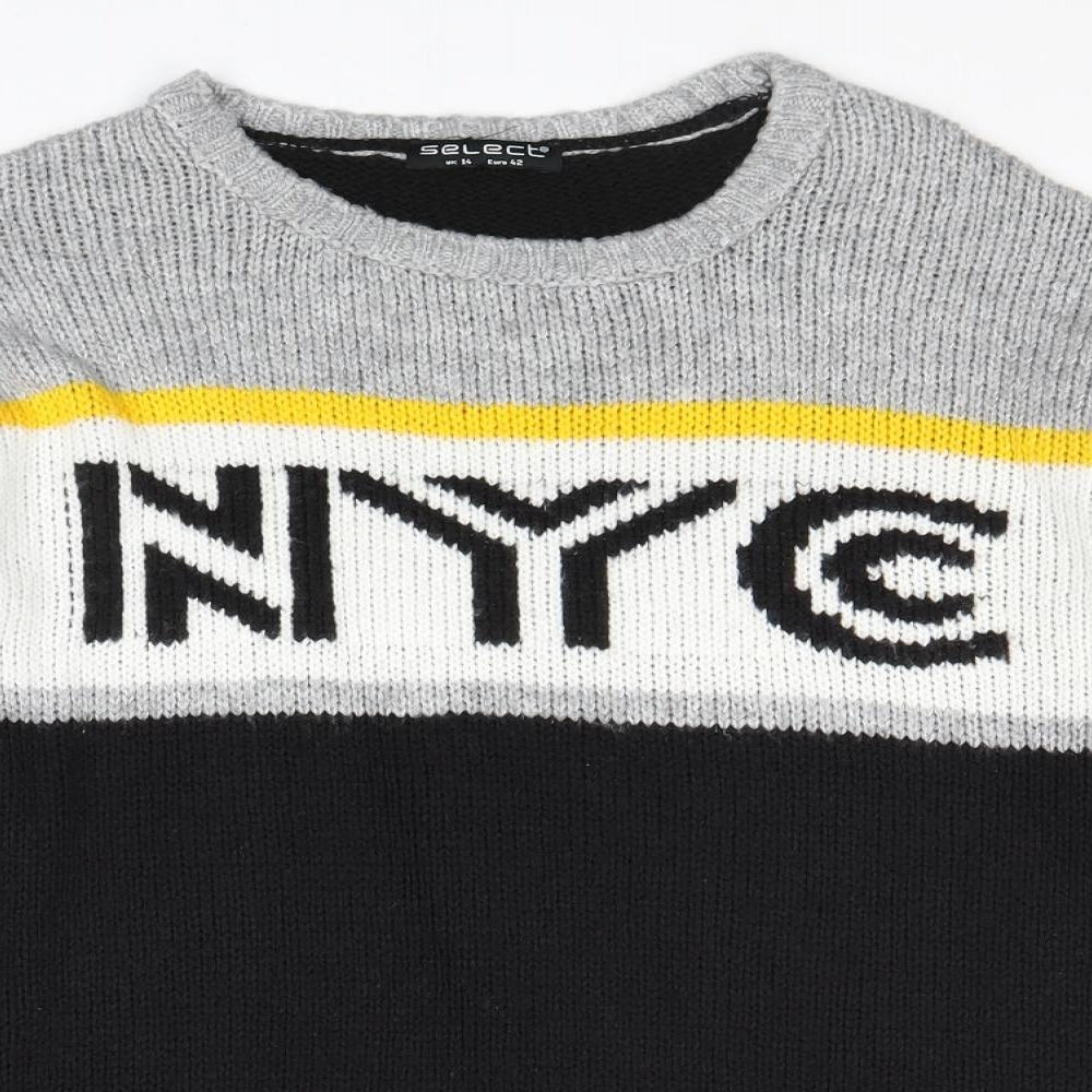 Select Womens Black Boat Neck Acrylic Pullover Jumper Size 10 - NYC