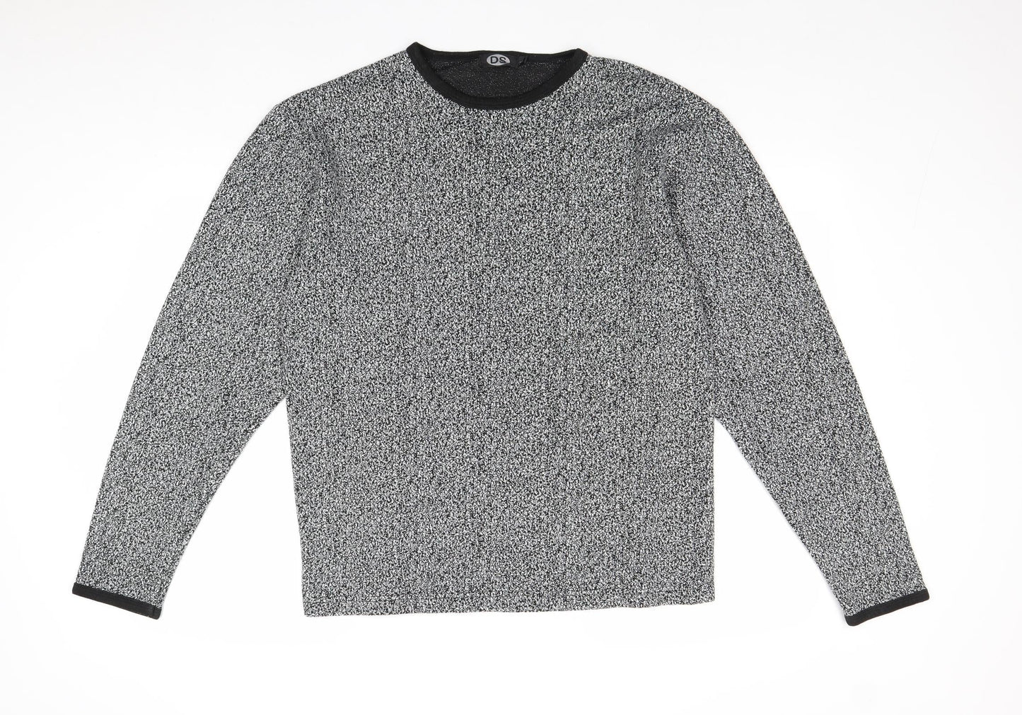 DS Mens Black Round Neck Acrylic Pullover Jumper Size L Long Sleeve