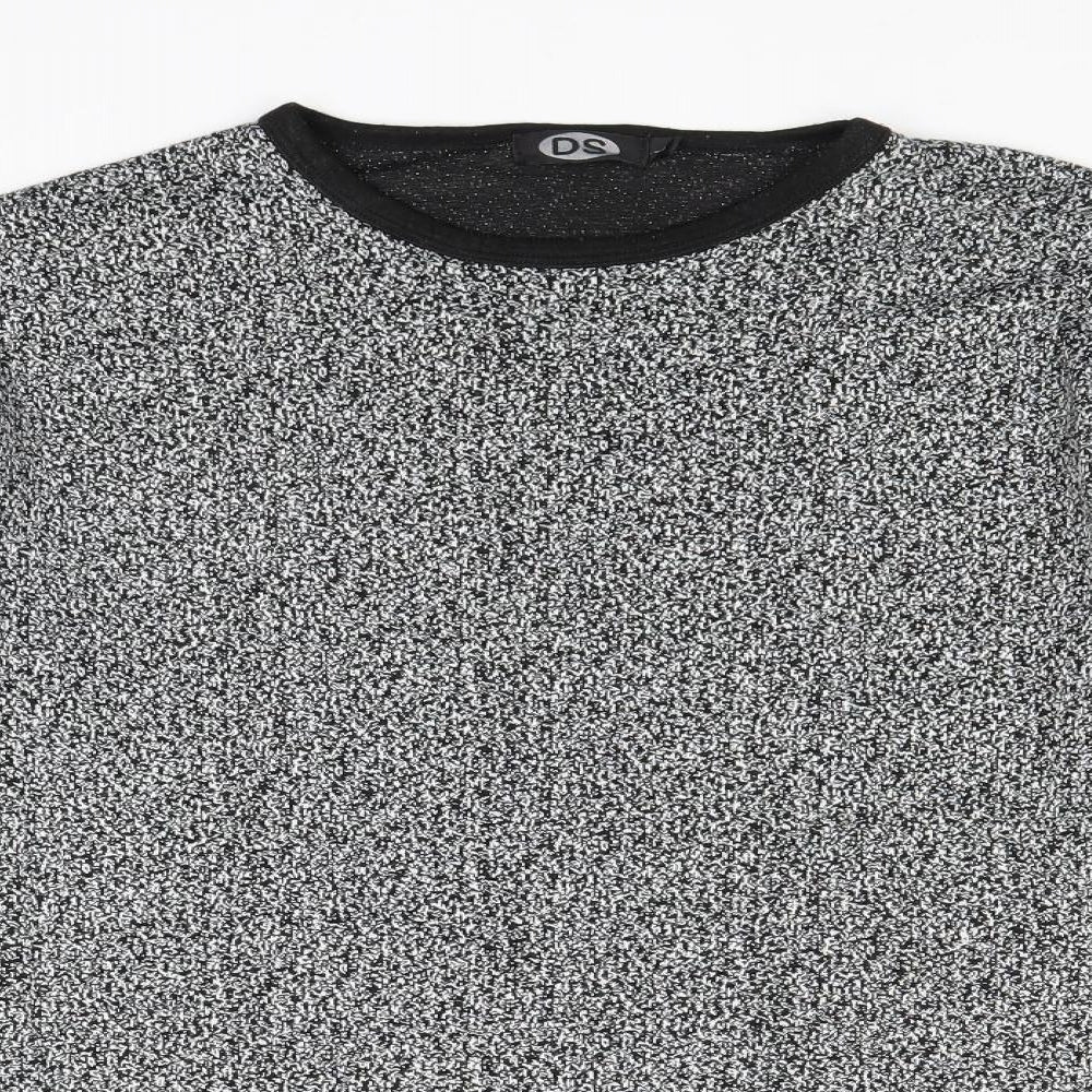 DS Mens Black Round Neck Acrylic Pullover Jumper Size L Long Sleeve