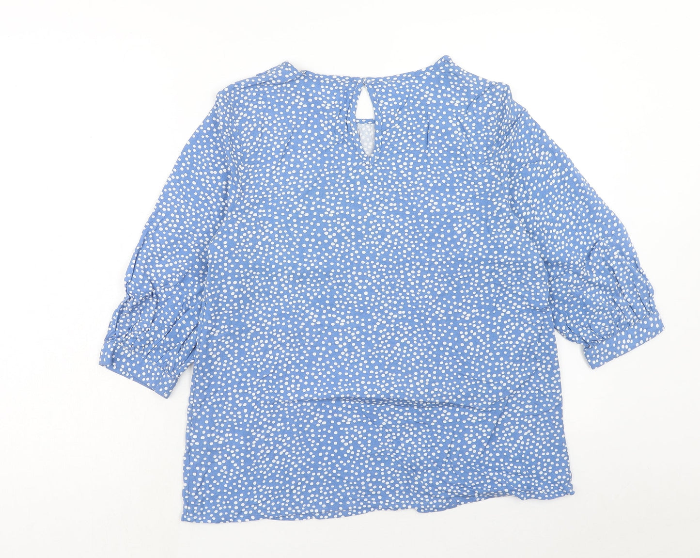Very Womens Blue Geometric Viscose Basic Blouse Size 10 Boat Neck