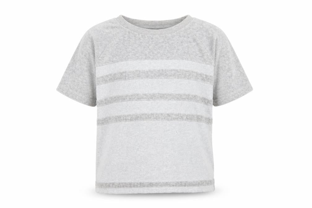 Preworn Girls Grey Geometric Cotton Basic T-Shirt Size 8 Years Round Neck Pullover